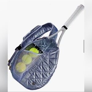 OLIVER THOMAS Maxed Out Quilted Tennis Sling in Metallic Slate Blue